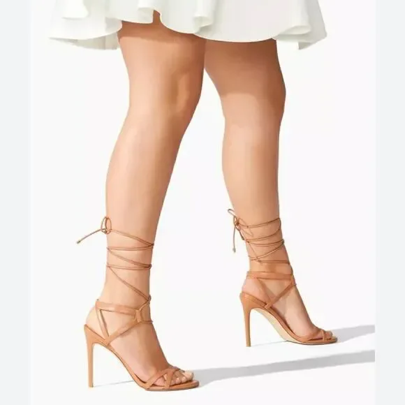 New STUART WEITZMAN Soiree 100 Lace-Up Sandals Mango SZ 5.5 - Picture 3 of 6